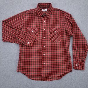 vtg Montgomery Ward Button Up Shirt Medium Long Sleeve Red Plaid Mens